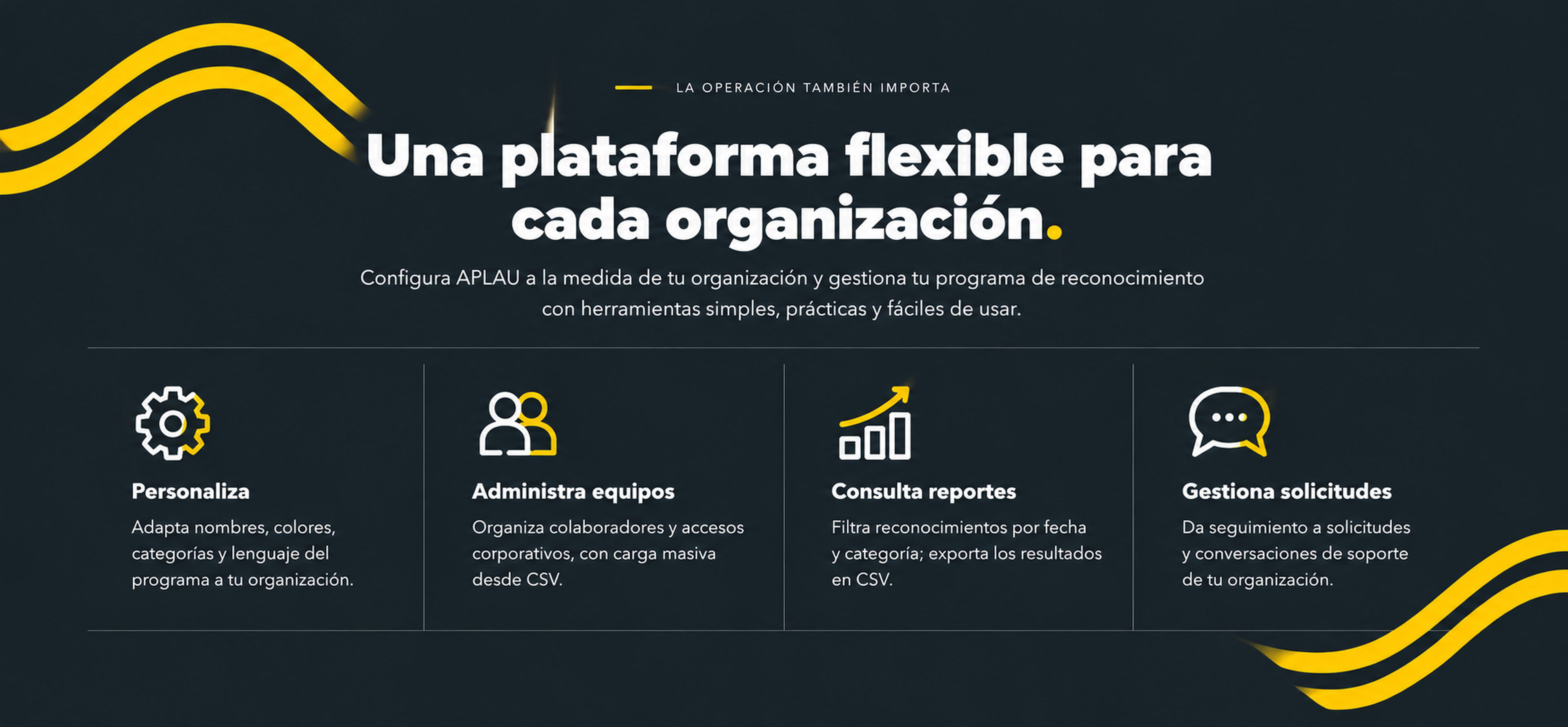 APLAU: plataforma flexible para personalizar programas, administrar equipos, consultar reportes y gestionar solicitudes